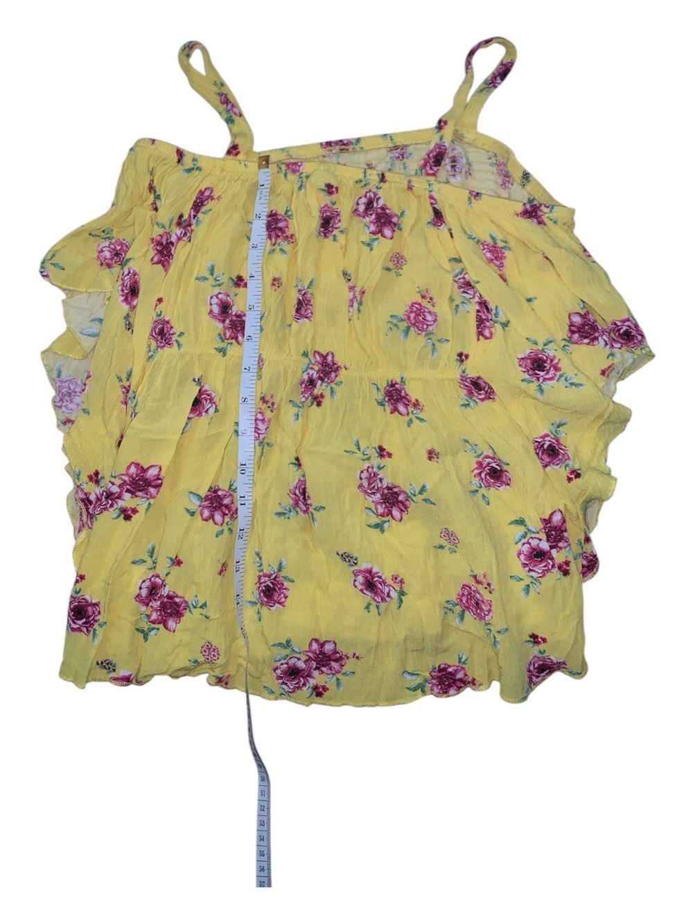 No Boundaries Yellow Floral Ruffle Cami Top
